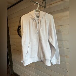 Sierra Designs | White Waffle Knit Full Zip Hoodie